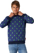 OppoSuits TreeDee - Heren Sweater - Kersttrui - Kerst - Donkerblauw - Maat 3XL