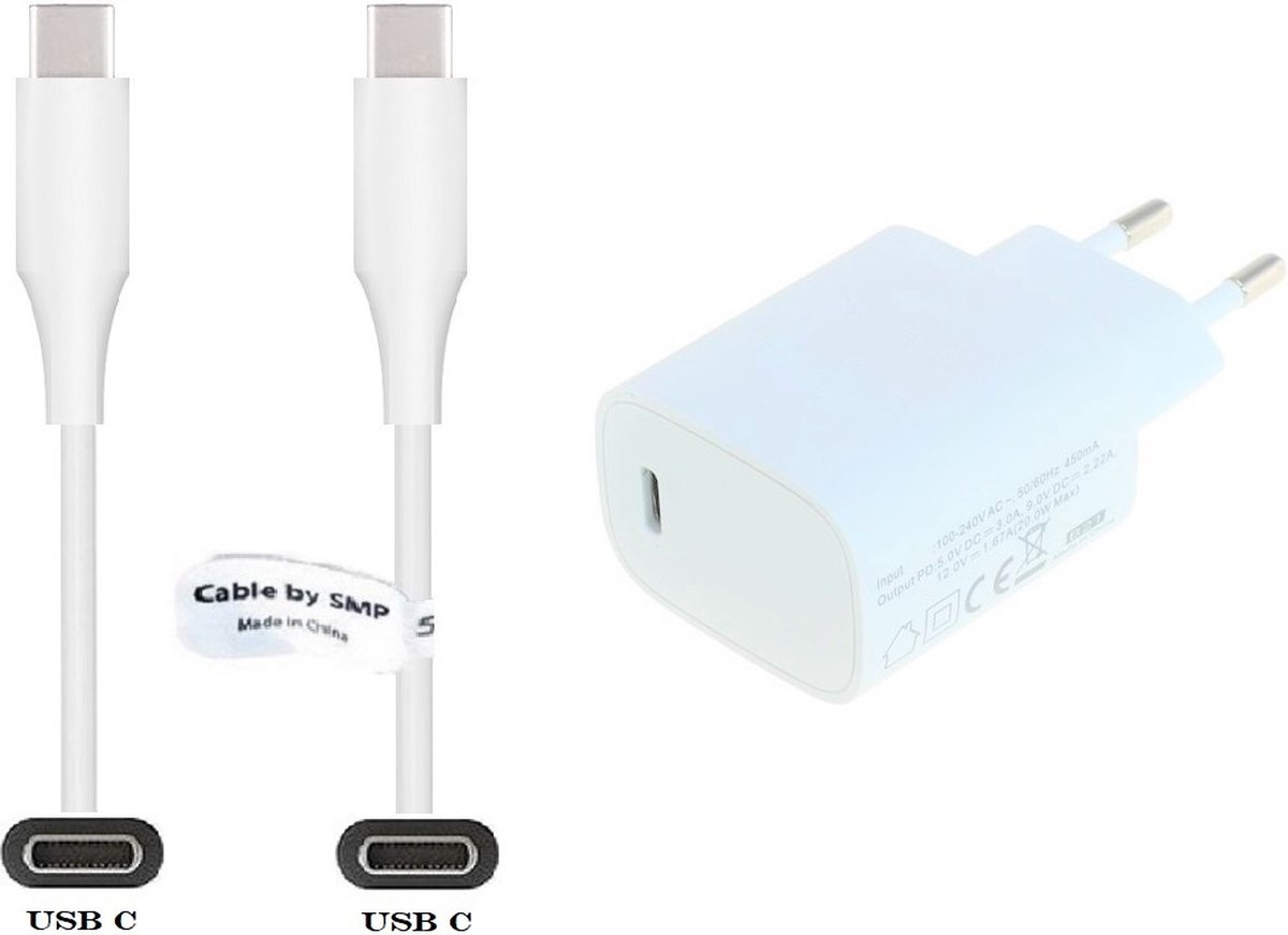 Enten Inspectie Puno Snellader + 0,8m USB C 3.1 kabel. 20W PD QuickCharge oplader / E-Marker.  Lader adapter... | bol.com