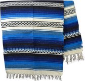 Mexicaanse deken - falsa - wol - 215 x 150 cm - LHGZZ0blu1
