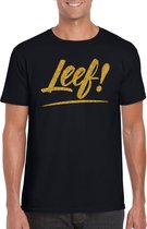 Leef t-shirt zwart met gouden glitter tekst heren - Glitter en Glamour goud party kleding shirt 2XL