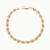 Rope Chain Armband – 18k goud Verguld Sterling Zilver – Gedraaide Schakels – Twisted – 5 mm – 19 cm – Cadeau voor Vrouw