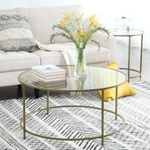WoonWerkInterieur - Tafel - Salontafel - Glas - Gouden Frame - 84x84x45,5cm