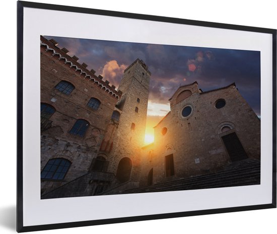 Fotolijst incl. Poster - De grote Toren van de stad San Gimignano in Italië - 60x40 cm - Posterlijst