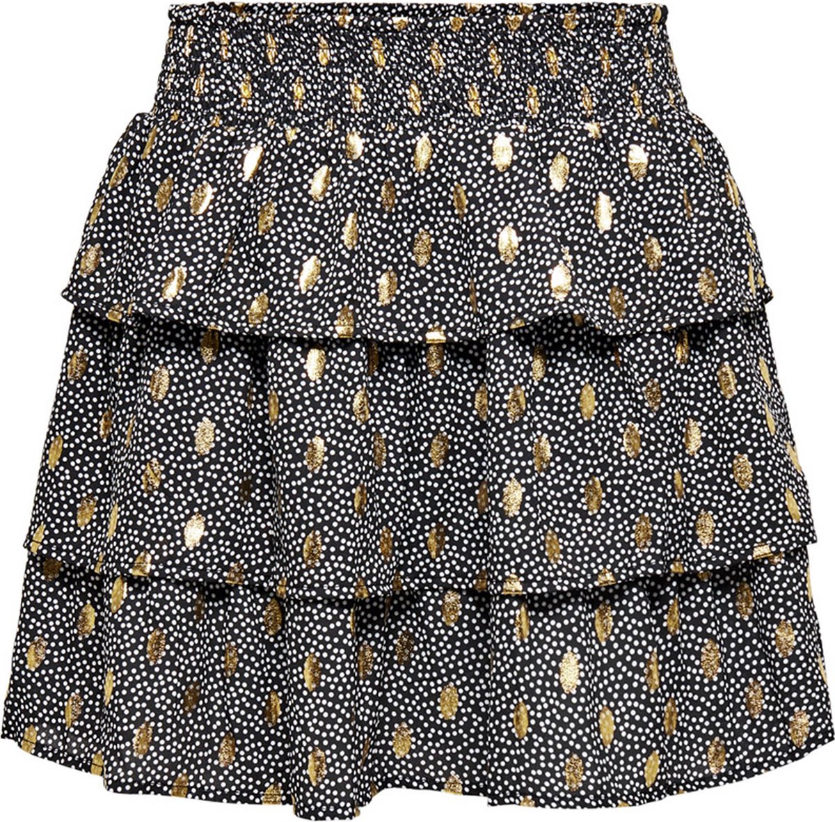 Only Rok Onluna Layered Skirt Wvn 15204927 Black/w. Dots And Fo Dames Maat - W42
