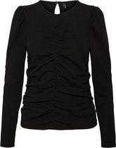 Vero Moda T-shirt Vmvalentina L/s Rouching Top Sb1 10264441 Black Dames Maat - XS