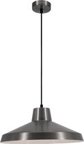 Industriële hanglamp dekselvorm satijn nikkel/wit Ø40