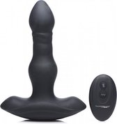 XR Brands Vibrating and Thrusting Silicone Butt Plug with Remote Control black