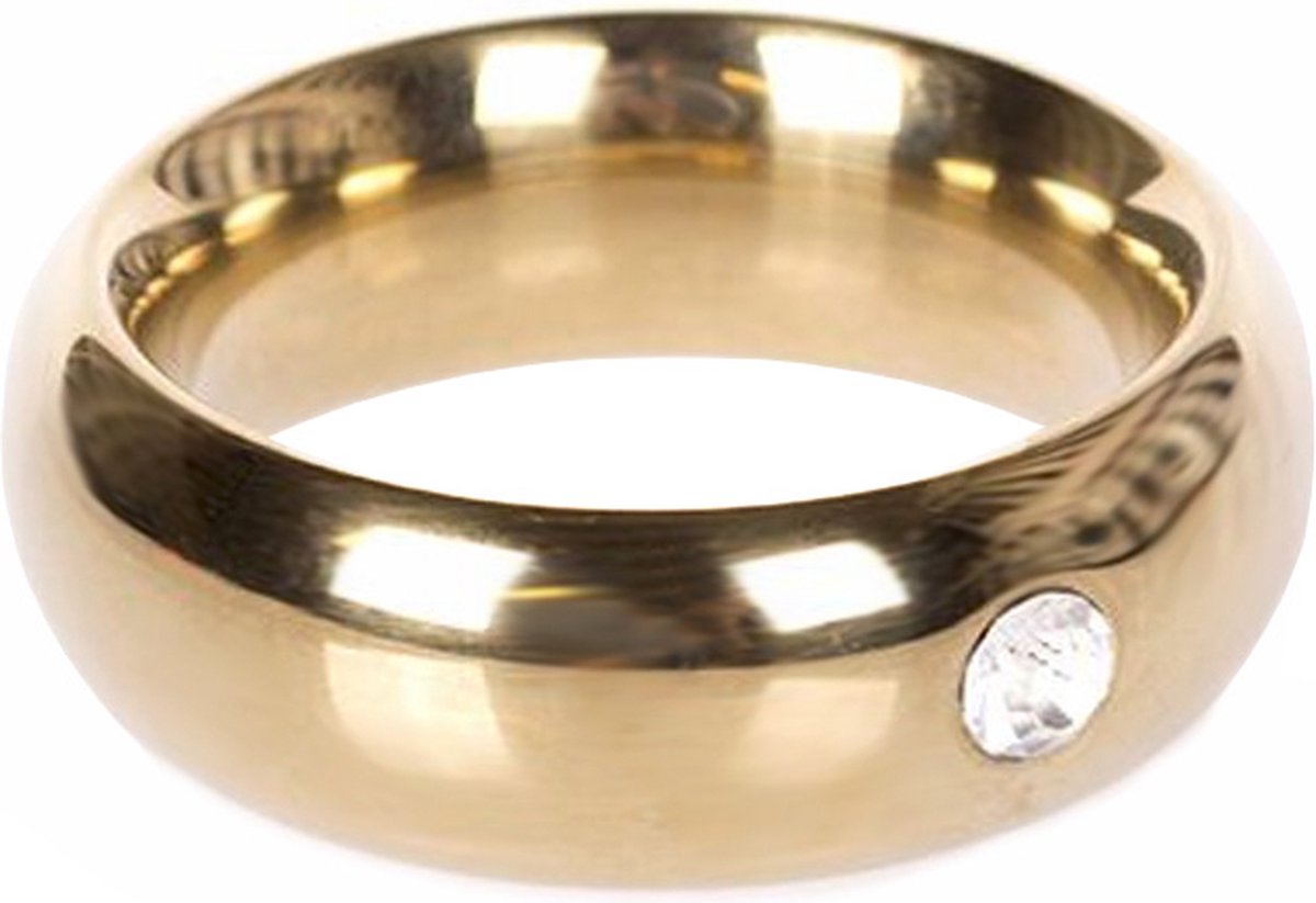 Goedkoopste Gouden Donut Cockring met wit kristal 20 mm Ø 50 mm