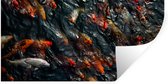 Stickers Stickers muraux - Un étang avec un grand groupe de carpes koï - 40x20 cm - Feuille adhésive
