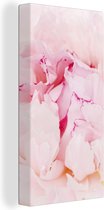Canvas Schilderij Close-up van een dichte roze pioenroos - 40x80 cm - Wanddecoratie