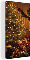 Canvas Schilderij Kerstmis - Kerstboom - Kerstversiering - 20x40 cm - Wanddecoratie