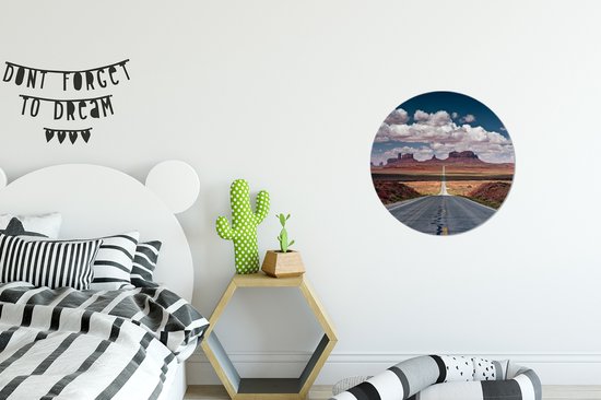 Road to Monument Valley en Amérique Cercle mural aluminium ⌀ 30 cm - impression photo sur cercle mural / cercle vivant / cercle de jardin (décoration murale)
