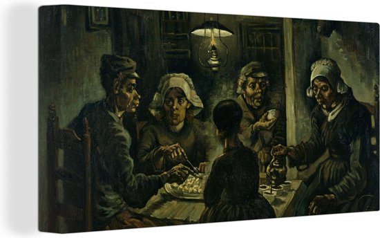 Canvas van Gogh - De Aardappeleters - Vincent - Kunst - 80x40 cm - Muurdecoratie