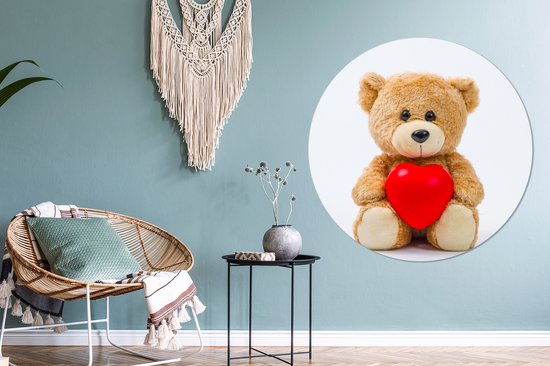 WallCircle - Cercle mural - Cercle mural intérieur - Un ours en peluche pour la Saint-Valentin - 150x150 cm - Décoration murale - Peintures ronds