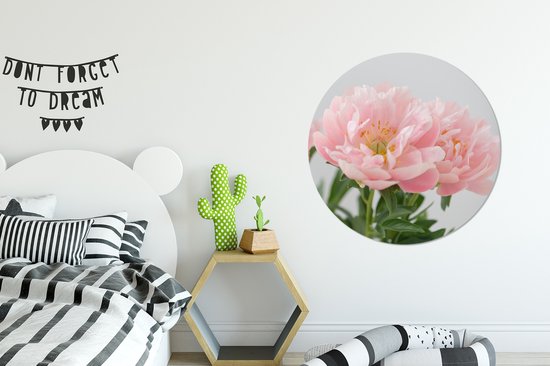 Cercle mural - Cercle mural - Bouquet de pivoines roses - Aluminium - ⌀ 90 cm - Intérieur et Extérieur