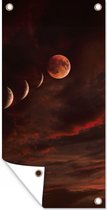 Schuttingposter Maan - Wolken - Rood - 100x200 cm - Tuindoek