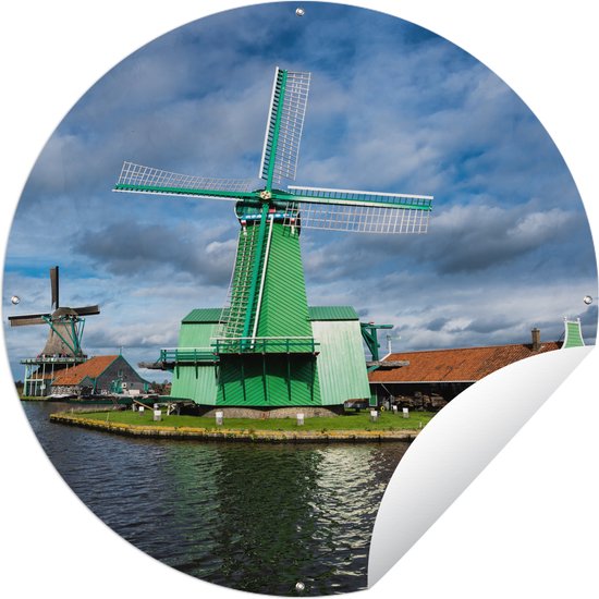 Tuincirkel Windmolens op de Zaanse Schans - 120x120 cm - Ronde Tuinposter - Buiten XXL / Groot formaat!
