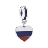 Tracelet | Zilveren bedels | Bedel Rusland | Hart vlag Rusland | 925 Sterling Zilver | Pandora compatible | Met 925 Zilver Certificaat | In Leuke cadeauverpakking