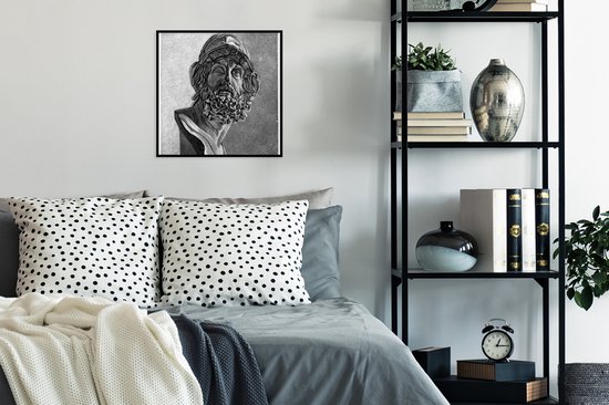 Poster in lijst - Fotolijst 40x40 cm - Posters - Een illustratie van Ajax - Posterlijst zwart - Decoratie - Wanddecoratie woonkamer - Muurdecoratie slaapkamer