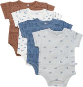 Pippi Rompers Jongens Katoen Wit/blauw/roestbruin 4 Stuks Maat 62