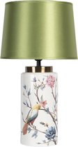 Tafellamp Ø 27*35 cm E27/max 1*60W Groen Keramiek Rond vogels Bureaulamp Nachtlampje