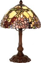 Tiffany Tafellamp Ø 22*32 cm E14/max 1*40W Geel, Groen, Roze Glas in lood Bloemen Tiffany Bureaulamp Tiffany Lampen