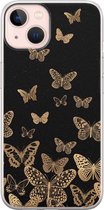 iPhone 13 hoesje siliconen - Vlinders - Soft Case Telefoonhoesje - Print / Illustratie - Transparant, Zwart