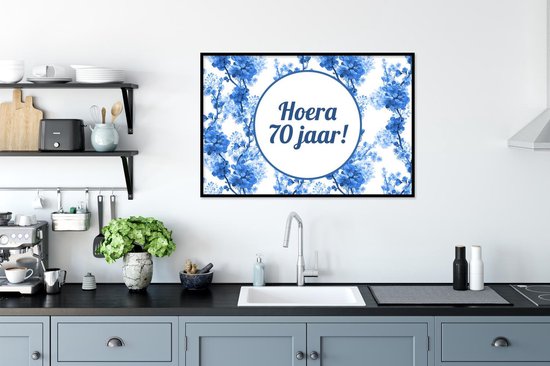 Cadre photo avec affiche - Fête - Décoration - 70 ans - 90x60 cm - Cadre pour affiche