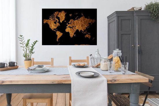 Décoration murale - Carte du Wereldkaart - Abstrait - Marron - 120x90 cm - Affiche