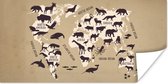 Poster Wereldkaart - Dieren - Schaduw - 120x60 cm