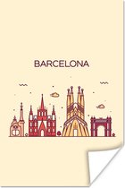 Poster Barcelona - Skyline - Spanje - 60x90 cm