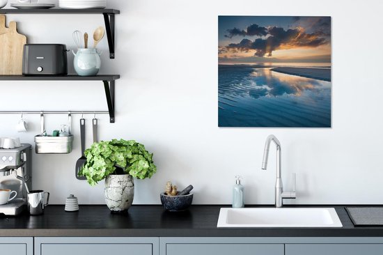 Toile Peinture Pays- Nederland - Côte - Soleil - 50x50 cm - Décoration murale