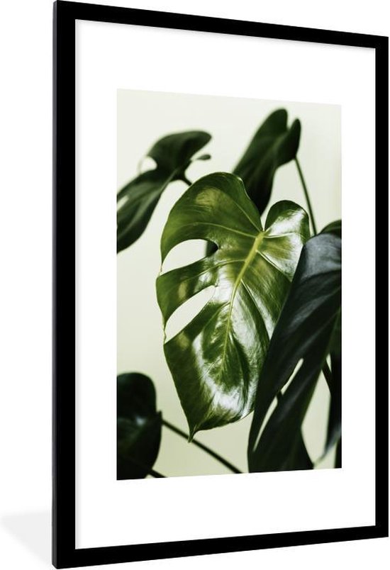 Fotolijst incl. Poster - Foto van donkergroen botanisch blad - 60x90 cm -  Posterlijst | bol.com