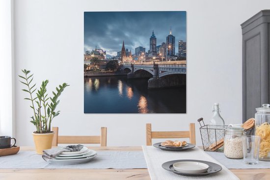 Toile Peinture Australie - Melbourne - Skyline - 90x90 cm - Décoration murale