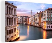 Canvas schilderij - Venetië - Architectuur - Water - Zonsondergang - Italië - Muurdecoratie - Schilderijen woonkamer - Foto op canvas - Canvasdoek - 120x80 cm - Wanddecoratie - Slaapkamer decoratie