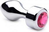 Aluminum Buttplug Met Roze Kristal - Groot
