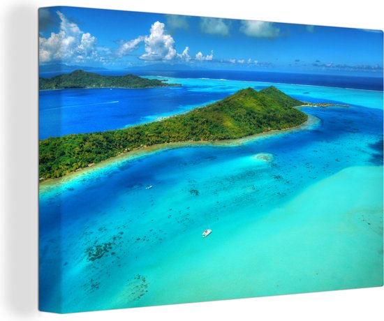Canvas schilderij 180x120 cm - Wanddecoratie De Bora Bora eilanden - Muurdecoratie woonkamer - Slaapkamer decoratie - Kamer accessoires - Schilderijen