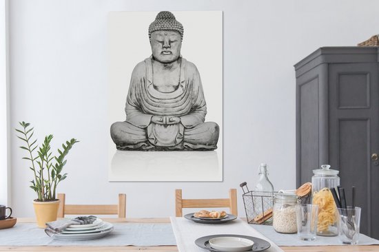 Statue en pierre de Bouddha sur toile 80x120 cm - Tirage photo sur toile (Décoration murale salon / chambre)