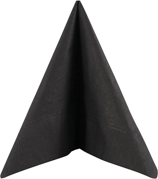 60x Zwarte servetten van papier 33 x 33 cm - Tafeldecoratie 3-laags papieren wegwerp servetjes