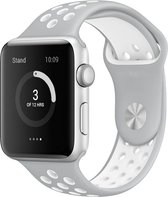 Mobigear Active Siliconen Bandje Geschikt voor Apple Watch Series 3 (42mm) - Wit / Zilver