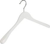 De Kledinghanger Gigant - 4 x Mantel / kostuumhanger lotushout wit gelakt met schouderverbreding, 41 cm