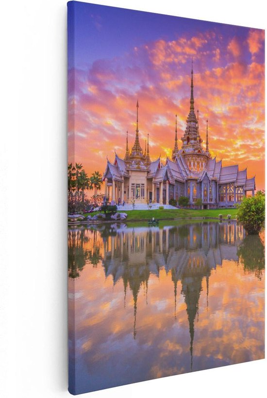 Artaza Canvas Schilderij Wat Non Kum Tempel in Thailand - 20x30 - Klein - Foto Op Canvas - Canvas Print