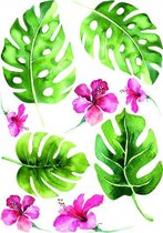 muursticker Tropical junior groen/roze 9 stuks