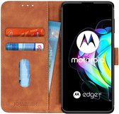 KHAZNEH Motorola Edge 20 Hoesje Retro Wallet Book Case Bruin