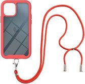 Apple iPhone 13 Pro Hoesje met Koord Back Cover Keycord Rood