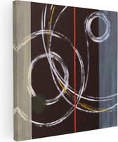 Artaza Canvas Schilderij Abstracte Cirkels met een Rode Lijn - 60x60 - Foto Op Canvas - Canvas Print