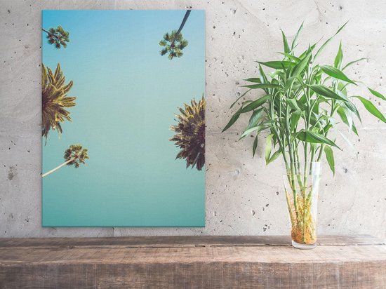Artaza Canvas Schilderij Palmbomen met Bladeren in de Lucht - 30x40 - Klein - Foto Op Canvas - Canvas Print