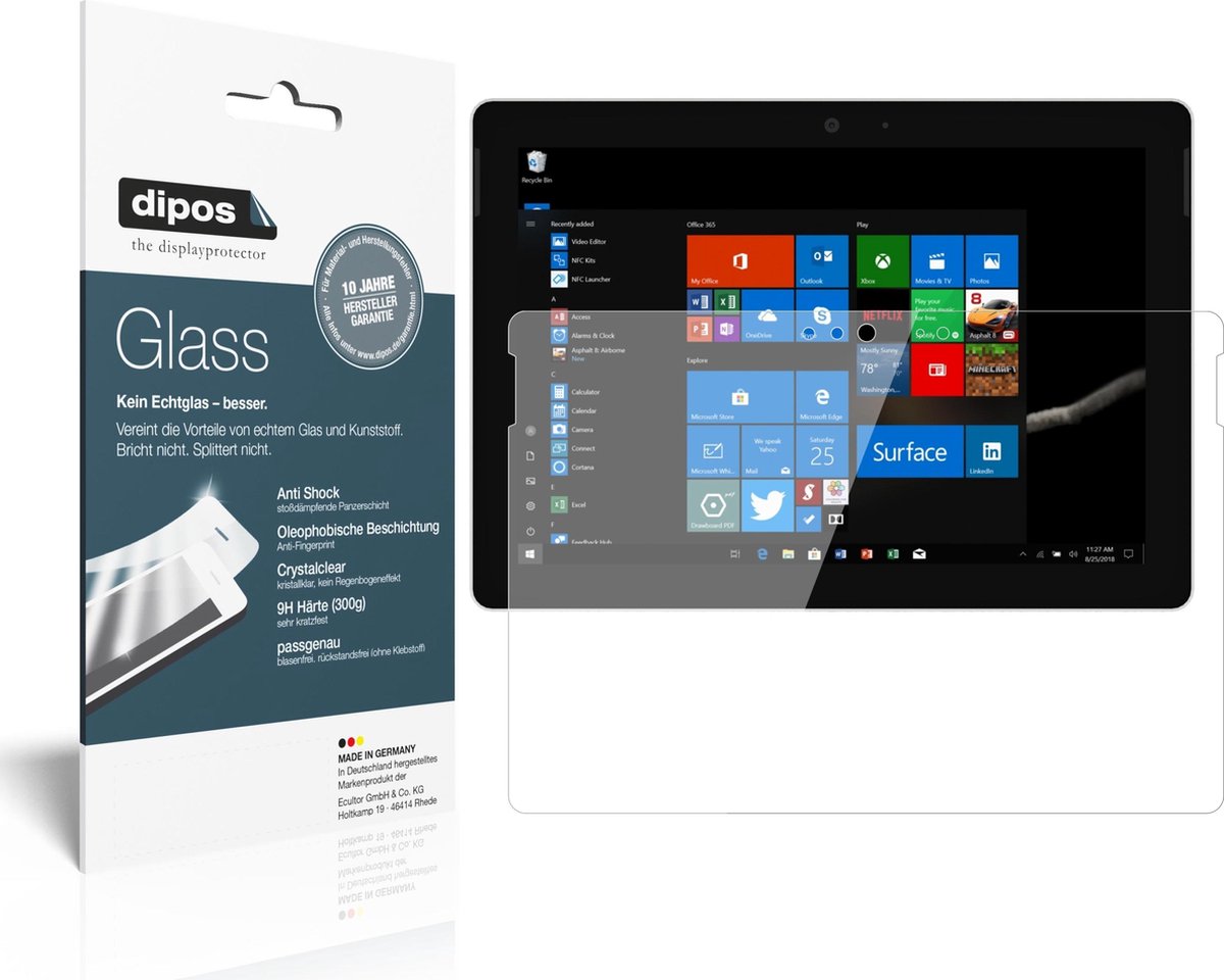 dipos I 2x Pantserfolie helder compatibel met Microsoft Surface Go 2 Beschermfolie 9H screen-protector