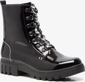 Blue Box dames lak veterboots - Zwart - Maat 39