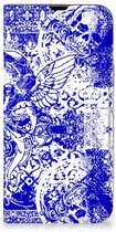 Smartphone Hoesje iPhone 13 Pro Max Book Style Case Angel Skull Blue